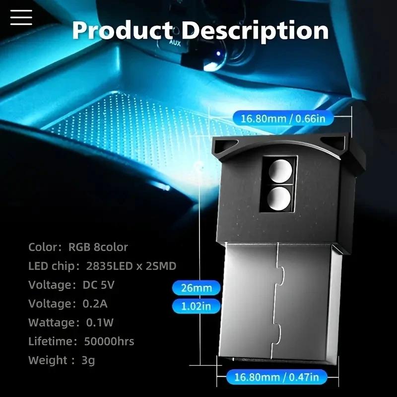 Mini USB LED Interior Car Atmosphere Lamp – RGB Emergency & Decorative Night Light, Plug-and-Play for Auto Ambiance