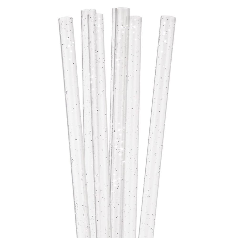 50x Transparent Plastic Reusable Straight Drinking Straws