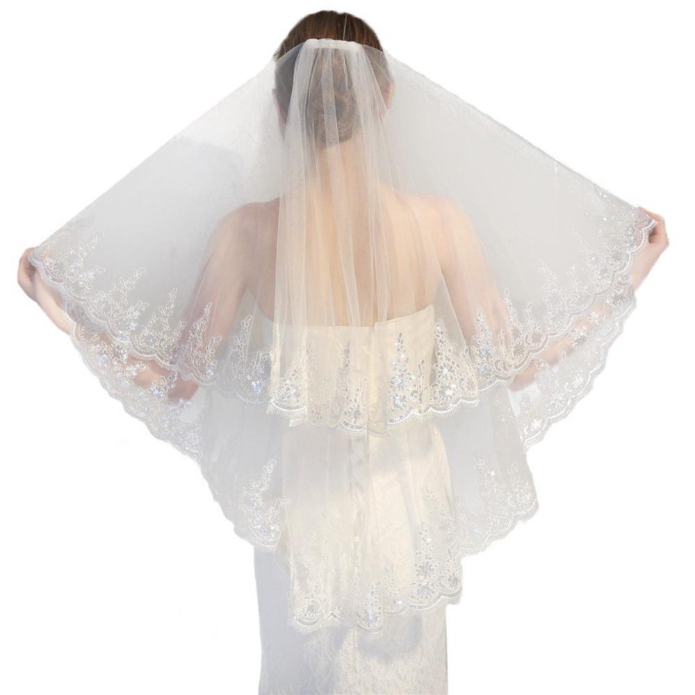 Luxury Double Layers Bridal Veil Lace Edge Mesh Veil Bride Wedding Veils  Bride Hair