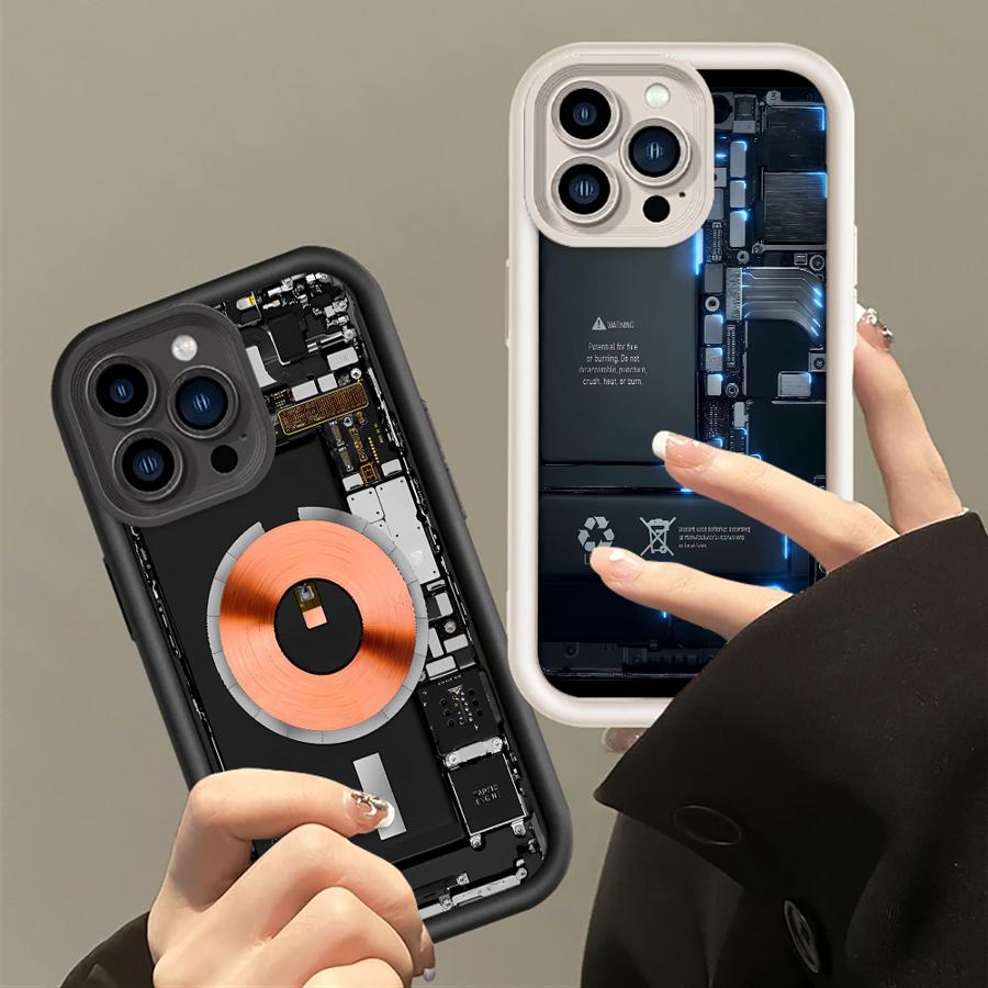 Circuit Board Pattern Phone Case for iPhone 17 Air XR 15 16 14 Plus 13 12 11 Pro Max 16e XS Max Soft Shell