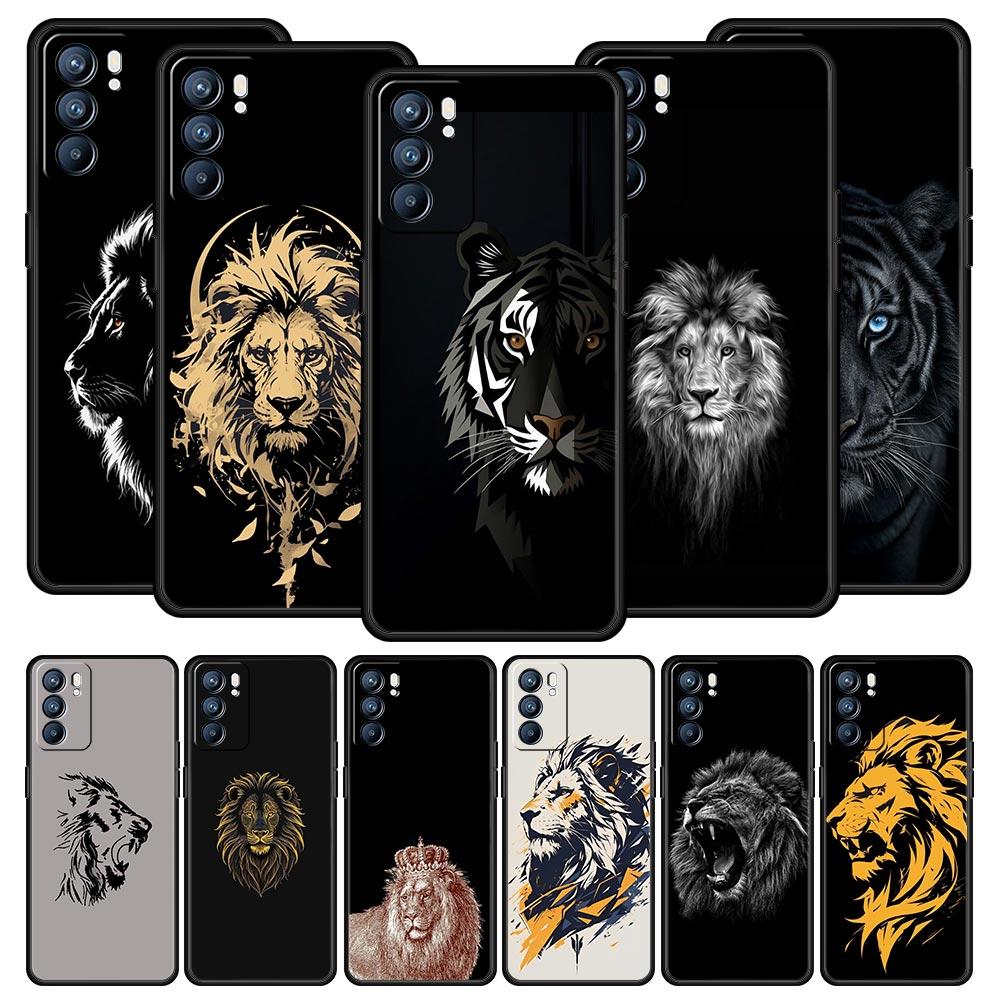 Concise Lion Pattern Phone Case For Oppo Reno14 Reno13 Reno12 11 F 10 Find X5 X9 Pro A54 5G A53 A52 A9 A16 A78 4G A80 A98 Cover