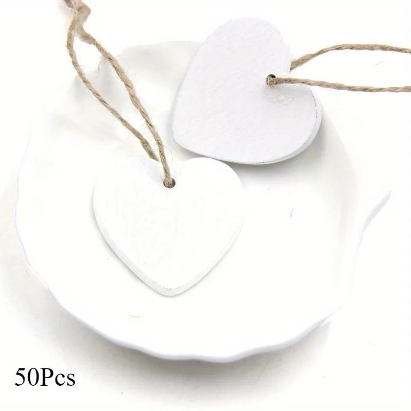 

50Pcs/Pack Wood Heart Tags Hanging Craft DIY Wood Tags Hanging Tags Scrapbooking Craft Wedding Party Home Decorations белый