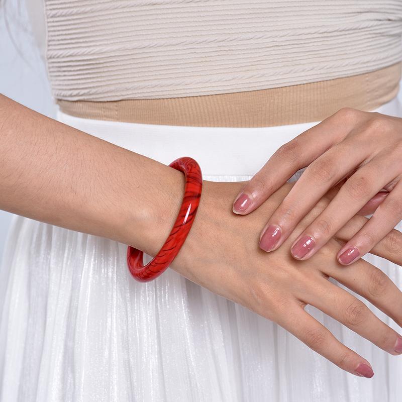 New Simple Smooth Round Vintage Acrylic Resin Cuff Big Bracelet Bangle For Women Open Wrist Bangles Accessories Bijoux Pulseras