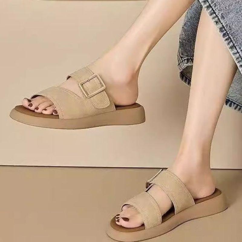 Flat-bottomed Cool Slippers Women's Summer New Soft-soled One-word Slippers Outside Casual Sandals Women's Beach Shoes