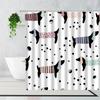 3D Cartoons Black White Cat Bathroom Waterproof Shower Curtain Simple Footprint Bathroom Curtains Set Bathtub Screen With Hooks