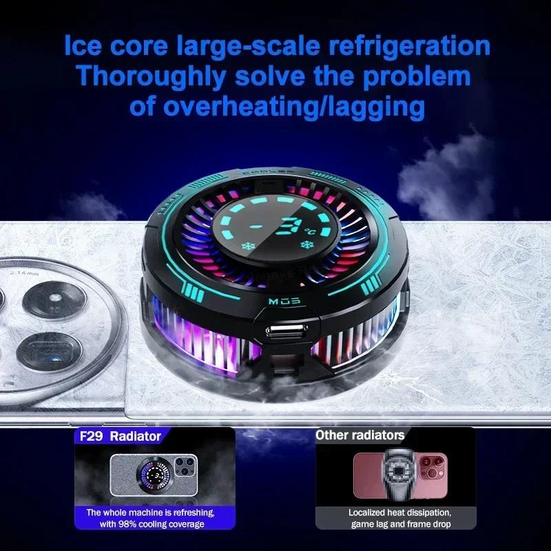 NEW F29 Digital Display Mobile Phone Cooler Semiconductor Cooling Fan Radiator Magnetic Back Clip Cool Heat Sink for IOS Android