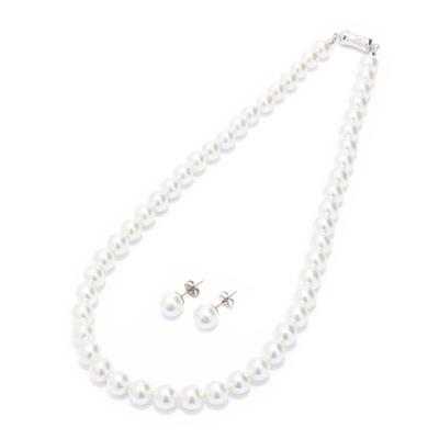 Made In Natural Highest Quality Pearl Necklace Polished Shell Magnetic 8mm Case Warranty Long Size Earrings [CRANES COLLECTION] [CRANES COLLECTION]