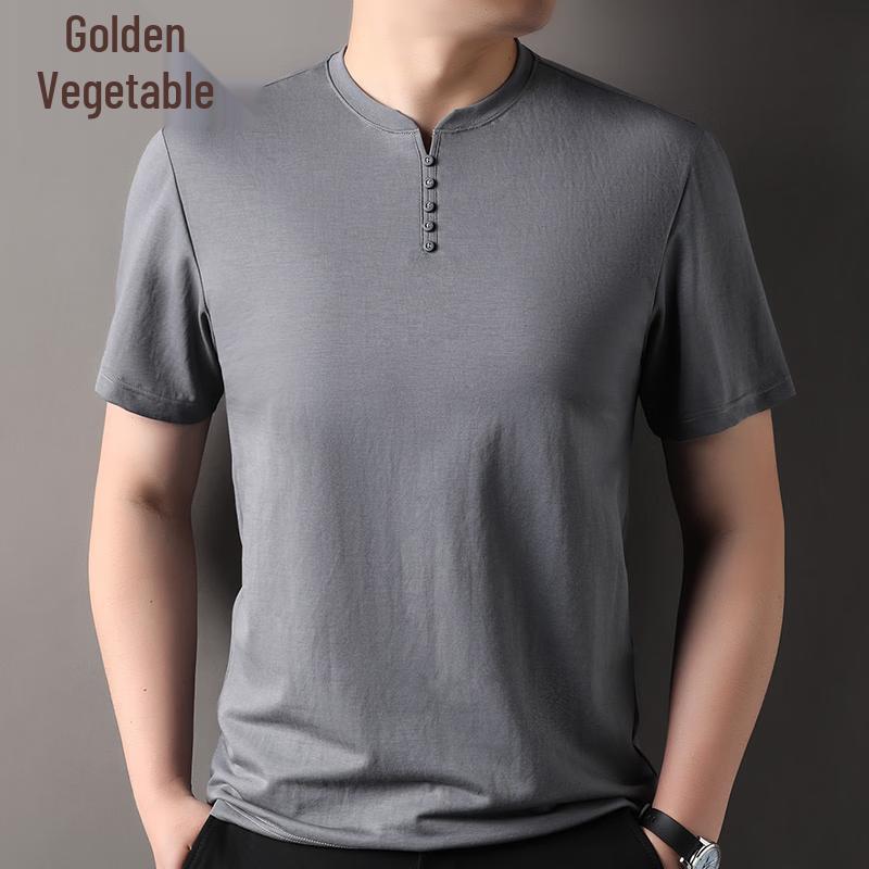 Men s Summer Casual Embroidered Cotton Blend T-Shirt 56/3XL