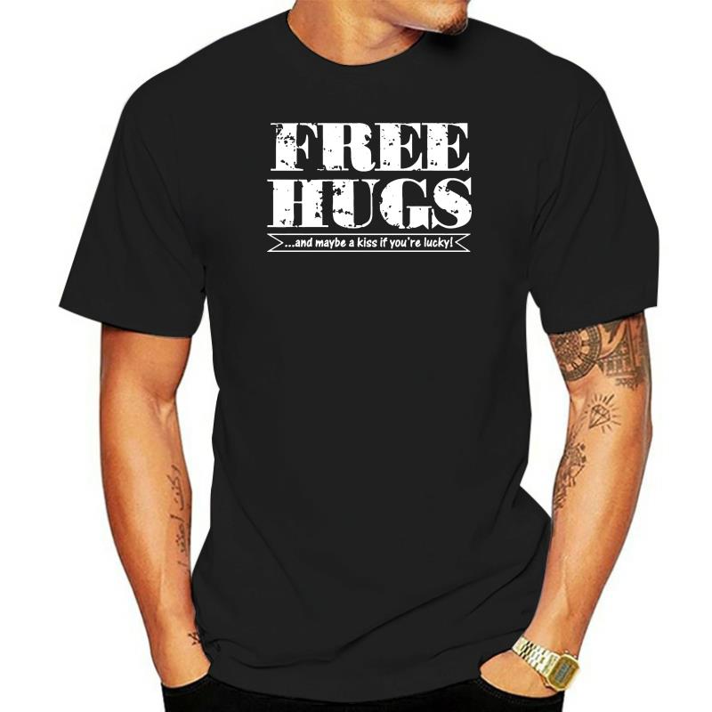 Free Hugs Maybe Kisses Tshirt 100% Cotton New Mens Party Rave Festivals Friendly S разноцветный