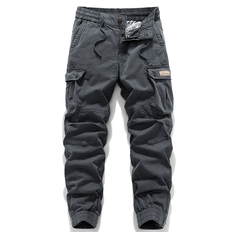 American-Style Casual Washed Cotton Multi-Pocket Cargo Pants, Spring and Autumn Export Surplus Men's Jogger Loose-Fit Long Pants