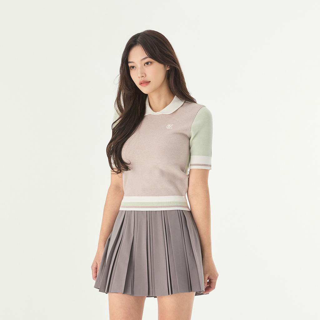 FAIRLIAR GOLF Band Double Pleated Skirt (Cocoa)