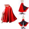 Red Kids Girls Spanish Flamenco Skirt Side Split Wide Hemline Satin with Hook Loop Fastener for Ballroom Dance Performance