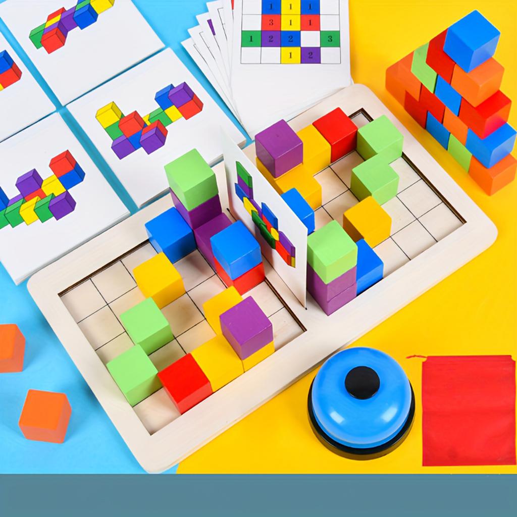 Two Player Wooden Building Block, Concentration And Training Board Game Interactive Toy, Suitable For Improving Thinking Speed