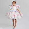 Floral Mesh Princess Evening Dress for Girls - Fluffy, Fashionable Stage Performance and Wedding Costume