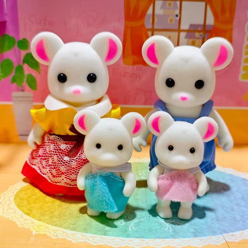 Miniature Dollhouse Pretend Play Figures for Kids Dollhouse Forest Family Doll Rabbit Bear Squirrel Family Animal Birthdays Gift