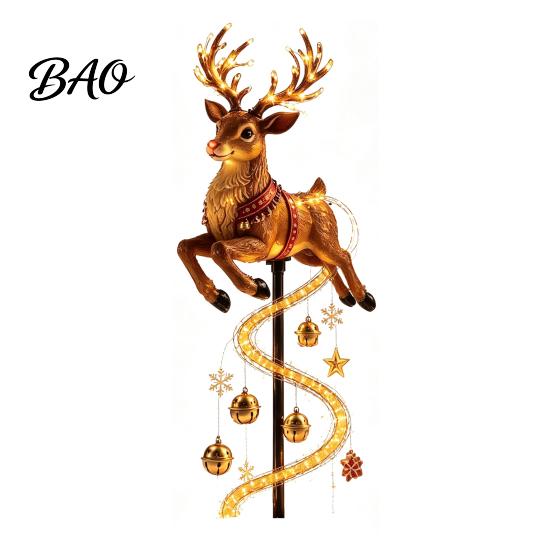Decorative Light Stakes Solar Christmas Garden Stake Light, Cute Gingerbread House/Elf Boy/Bear Outdoor Waterproof Pathway Lighting for Yards