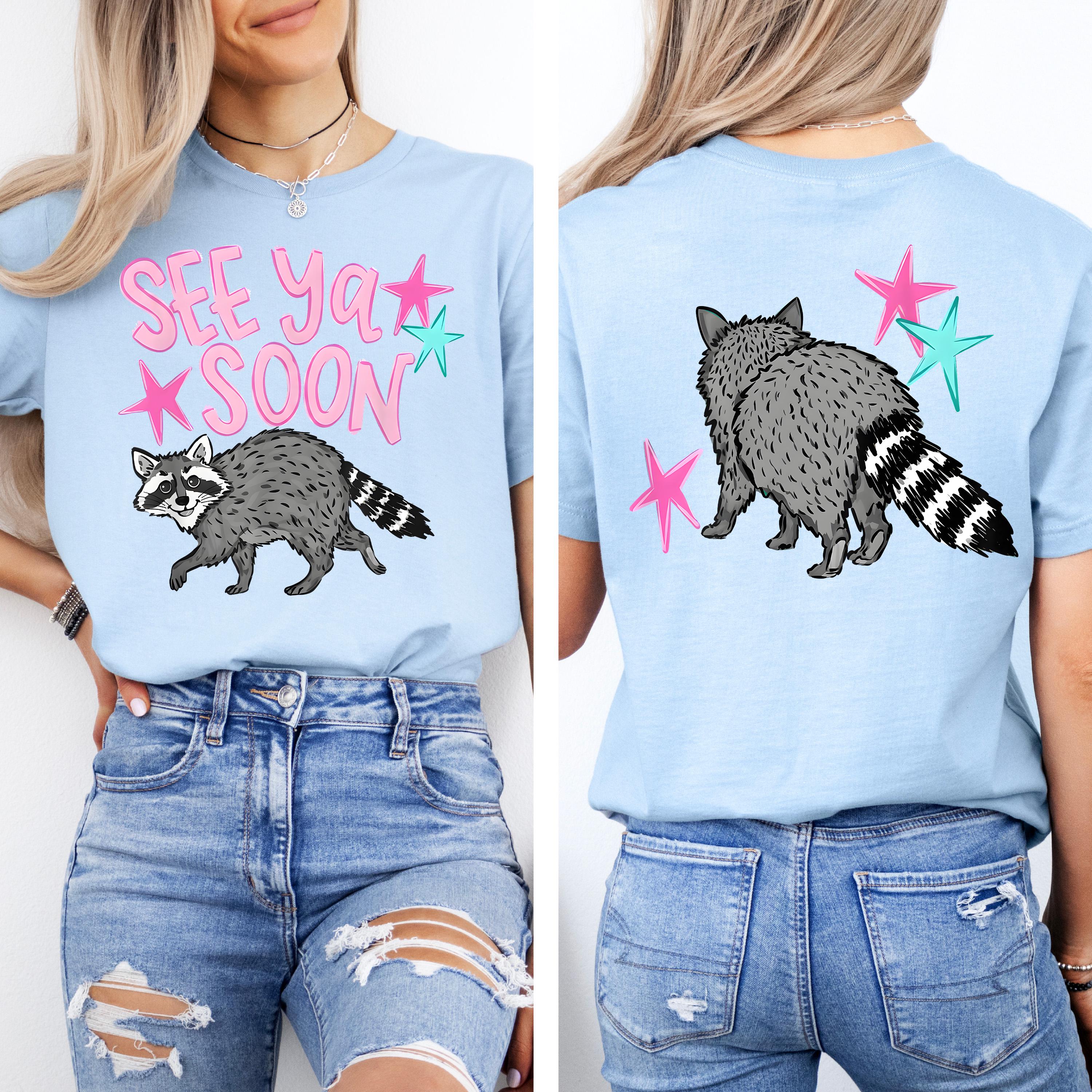 See Ya Soon Funny Raccoon Shirts Raccoon Summer Women T Shirts Last Day Of School Teacher Tees S синий