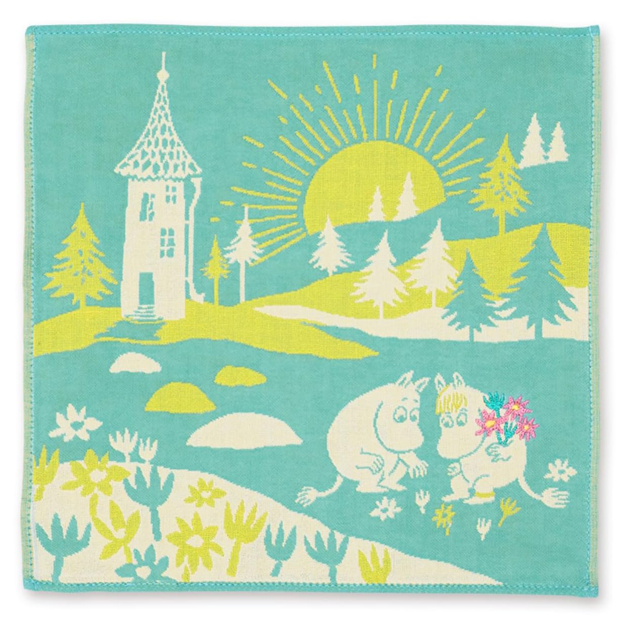 JIKAN STYLE MOOMIN Triple Gauze 25 x 25 05850 Handkerchief, Bouquet, Green, Approx. cm,