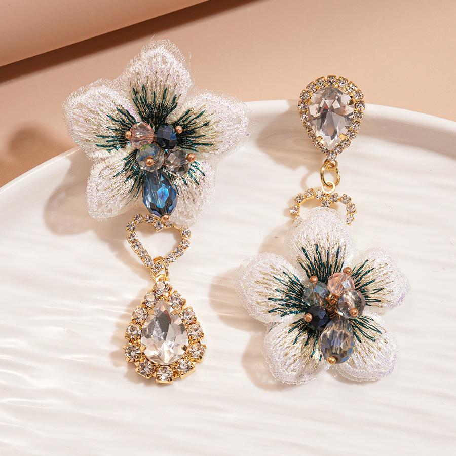 

Flower Asymmetric Earrings Women Exaggerate Party Jewelry Gifts Colorful Accessories