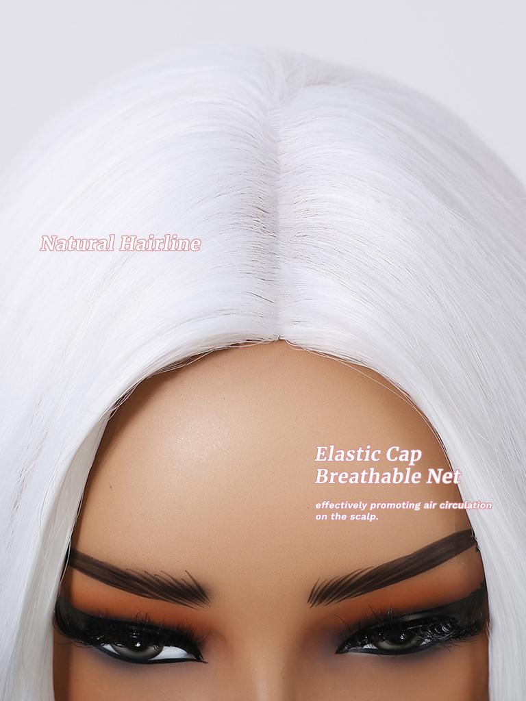 Long Curly Silver White Synthetic Wavy Wig Medium Part Water Wave Wigs For Women Daily Cosplay Halloween Colorfull Fake Hair