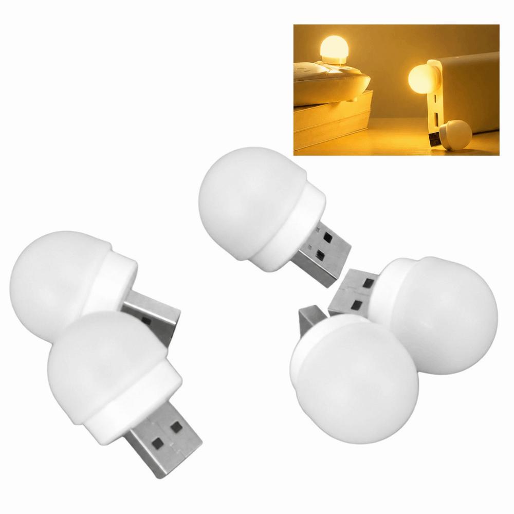 Набор из 5 шт. 1 Вт USB Ночник Мини-светодиодный ночник Энергосберегающий светодиодный свет Ванная комната Warm Light