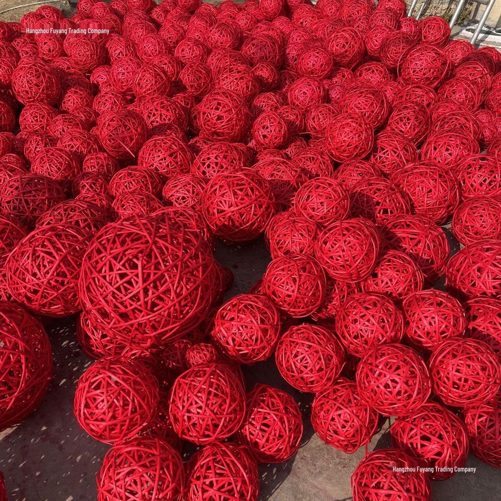 Red Rattan Sepak Takraw Ball for Kindergarten and Festive Decor