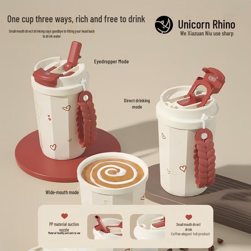 Unicorn Rhino Double-Mouth Glass Coffee Cup