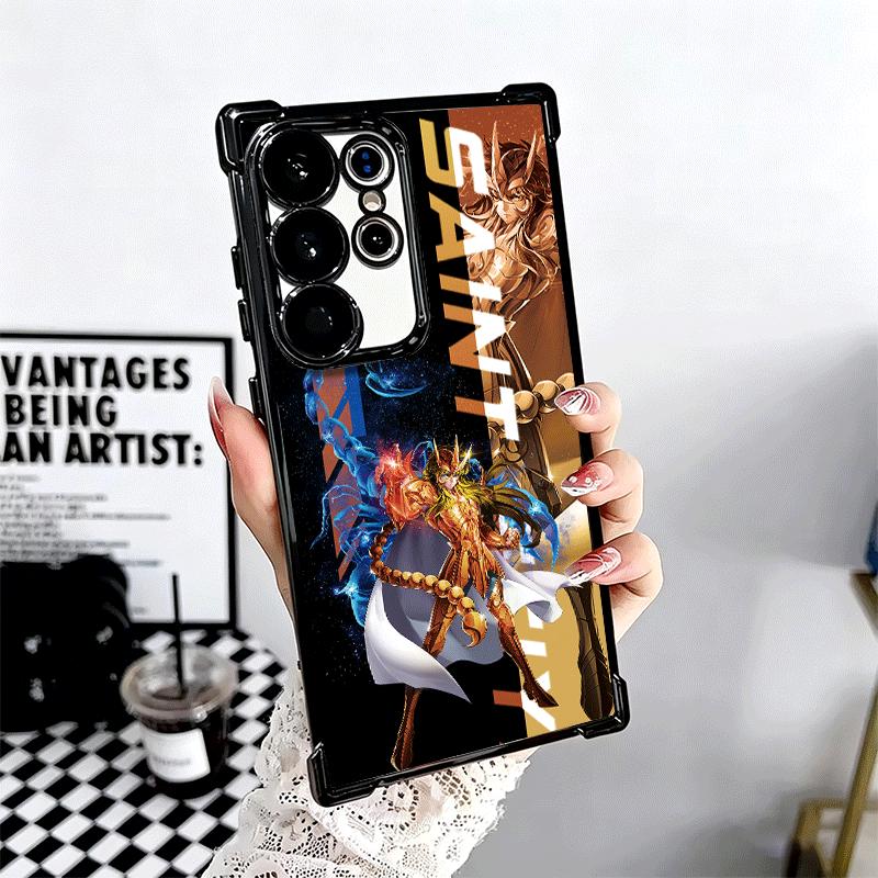 Anime S-Saint S-Seiya Plating Phone Case For Samsung Galaxy S24 S25 FE S26 Edge S23 Ultra S22 S21 Plus S20 Anti-Fall Airabag Cov