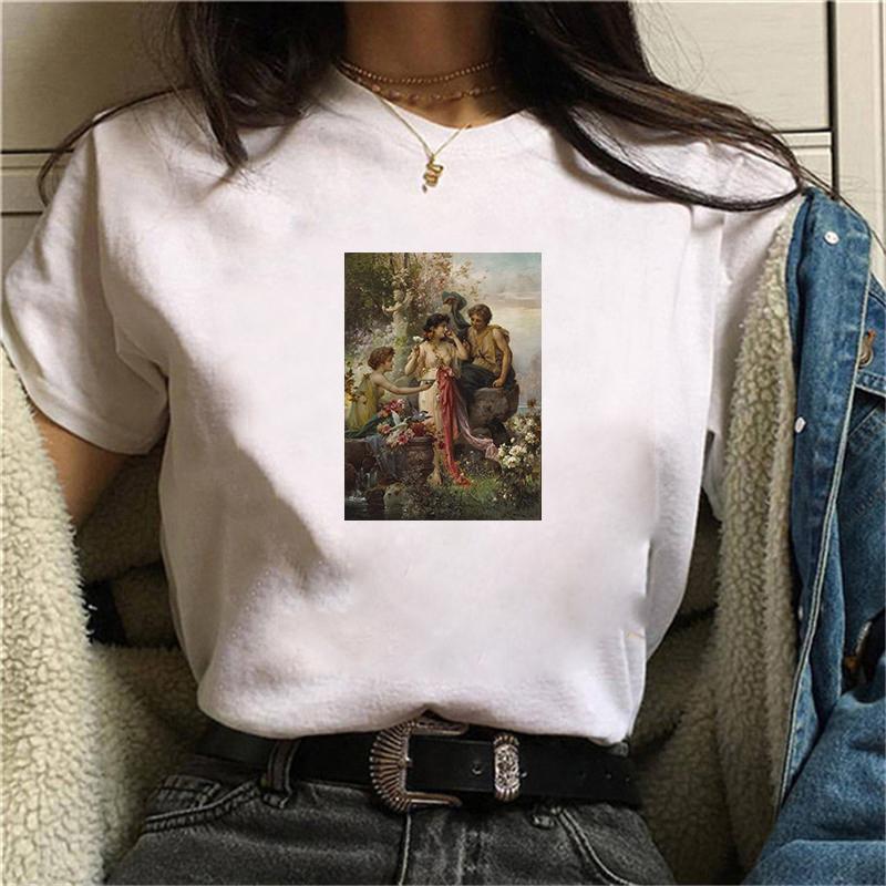 Women T-Shirt New Style Art Oil Painting Short Sleeves T Shirt Summer Fashion Harajuku Oversized T-Shirt Female Casual Clothes