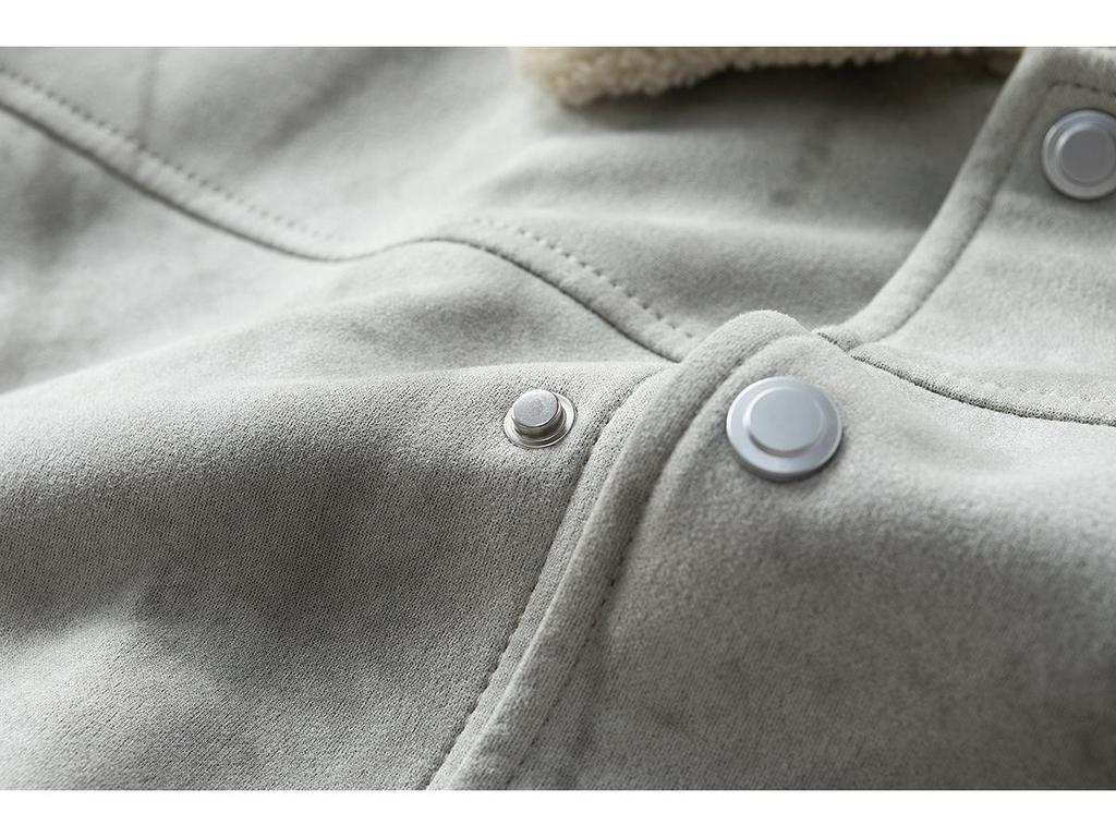 Men's Plush Fleece-Lined Suede Lapel Jacket: Business Casual, Versatile, Loose-Fit, Fashionable, Comfortable.