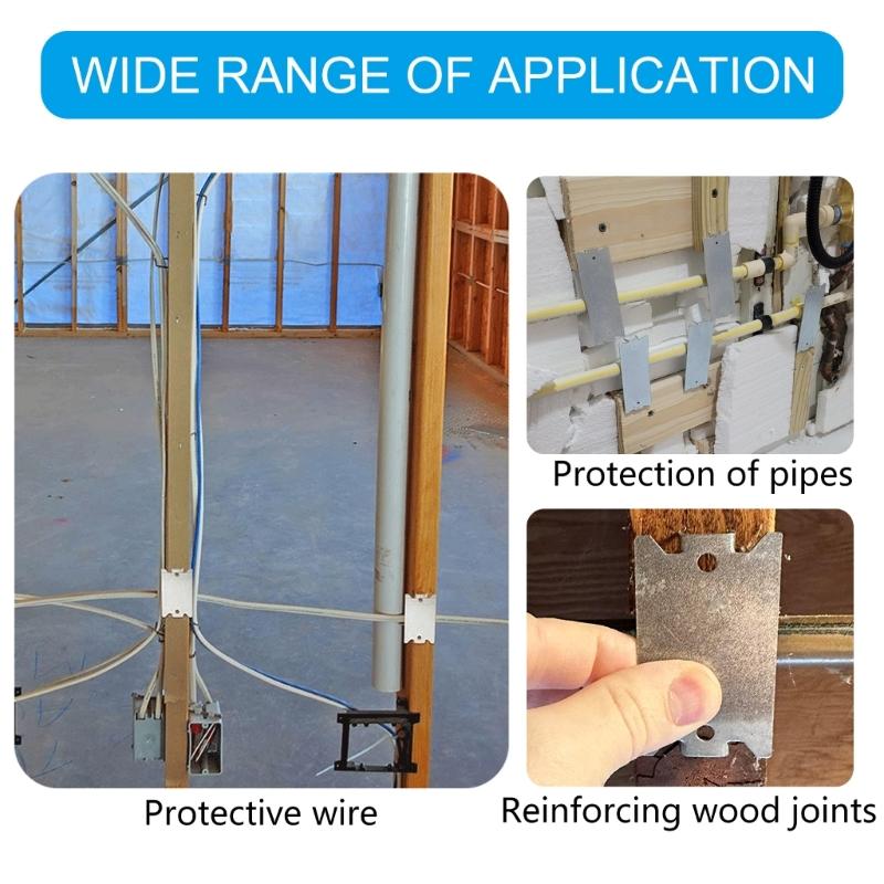 50Pcs AntiNail Protections Plate Shield Cable Wire Protector Plate Safety Nail Plate for Wood Studs Easy to Install
