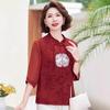 Mom's New Summer Chiffon Blouse: Chinese-Style Two-Piece Set for Middle-Aged & Elderly Women