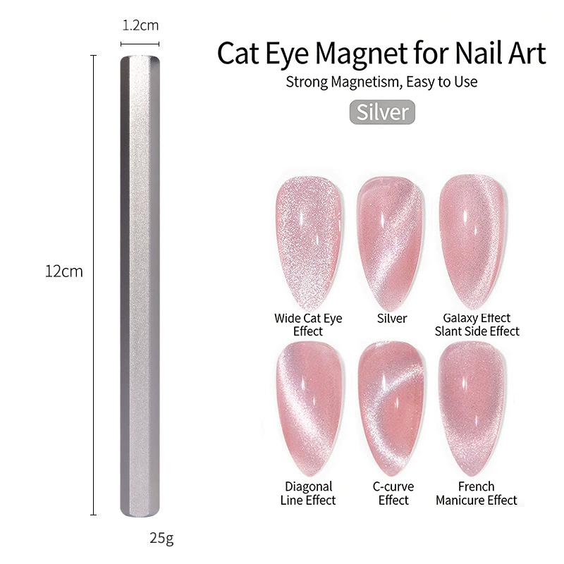 

Double-head Magnet Stick For Nail Gel Polish Cat Eye Design Gradient Effect Nail Art Manicure Tools серебряный