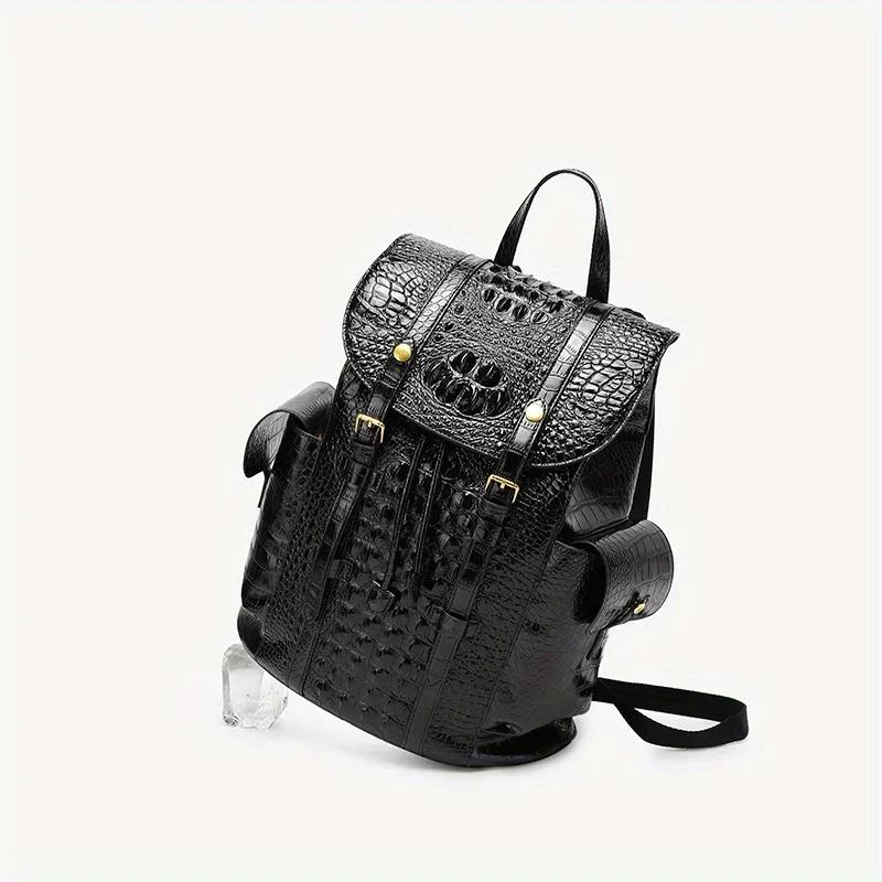 Standard Crocodile Backpack with Adjustable Shoulder Straps  Large Capacity  Daily Travel for Women  New Fashion