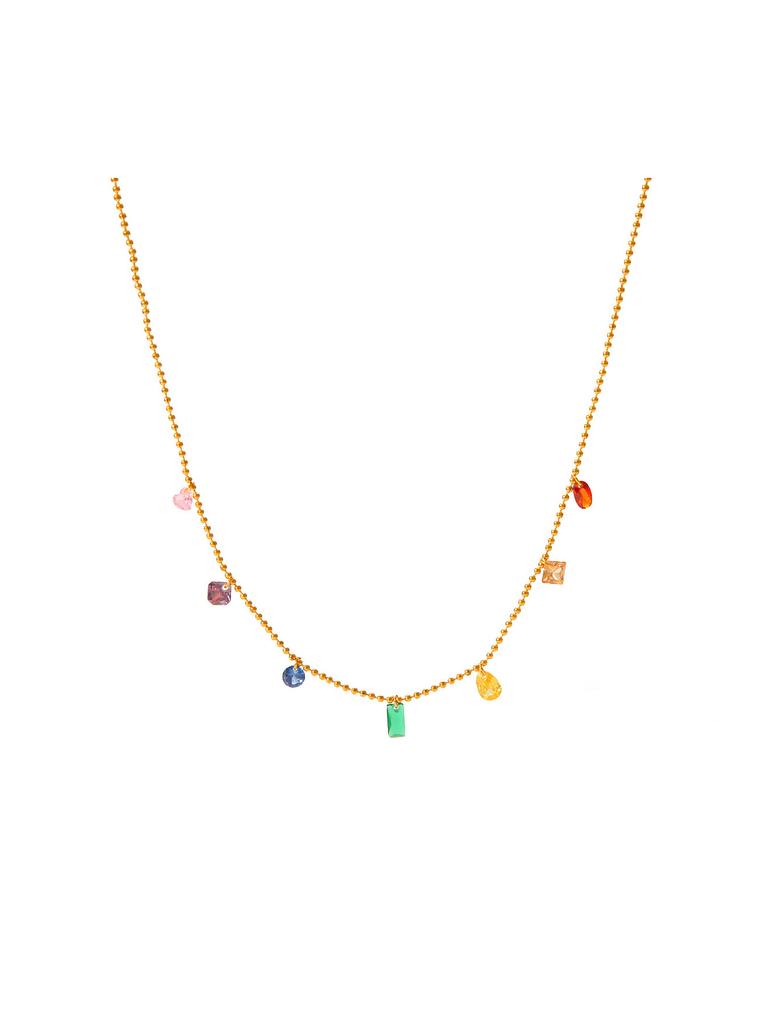 1 Pieces Hundred Personalised Fashion Stainless Steel Inlaid Colourful Zirconia Exaggerated Heart Necklace