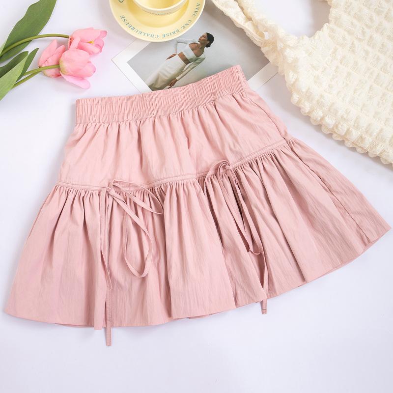 Sommer Damen Süßer Kordelzug Rüschenrock High Waist Kuchenrock