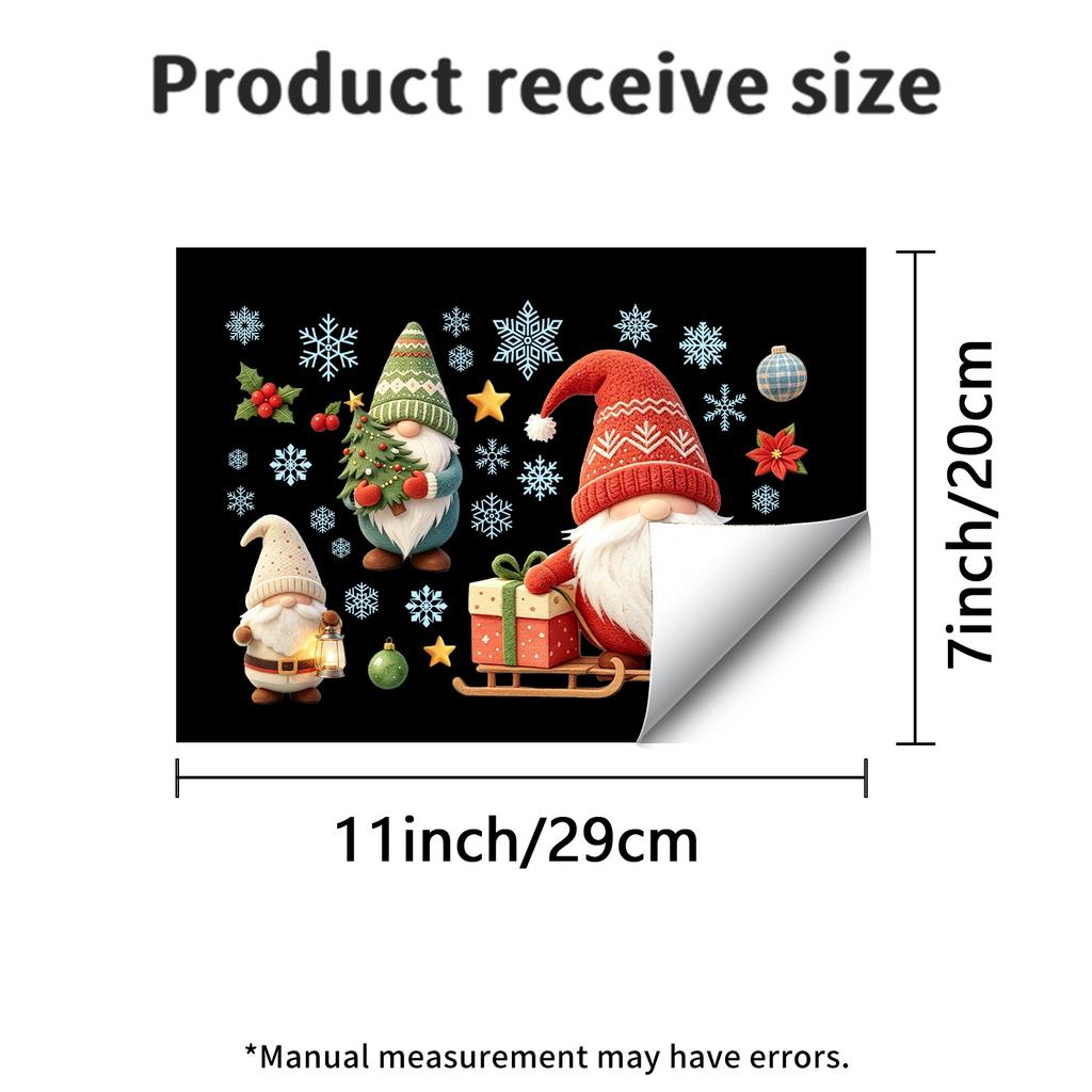 Christmas Faceless Dwarf Dwarffolk Static Window Sticker Does Not Damage Glass for Living Room Windows