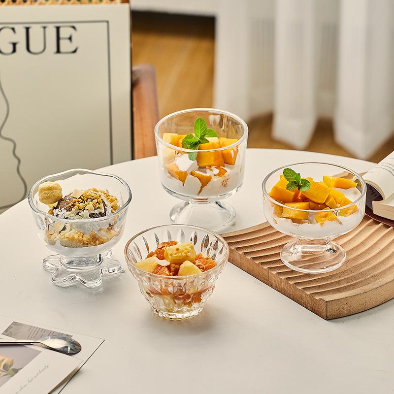 Mesopotamische Glas-Dessertschale: Eisbecher mit kurzen Beinen, Eis am Stiel Halter, Milchshake und Milchteetasse