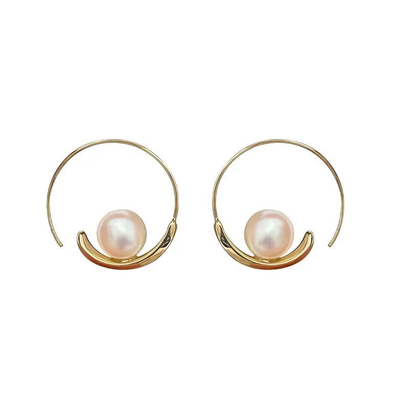 2025 Trendy French Pearl Earrings for Women: High-End Luxury Hoops with Elegant Style