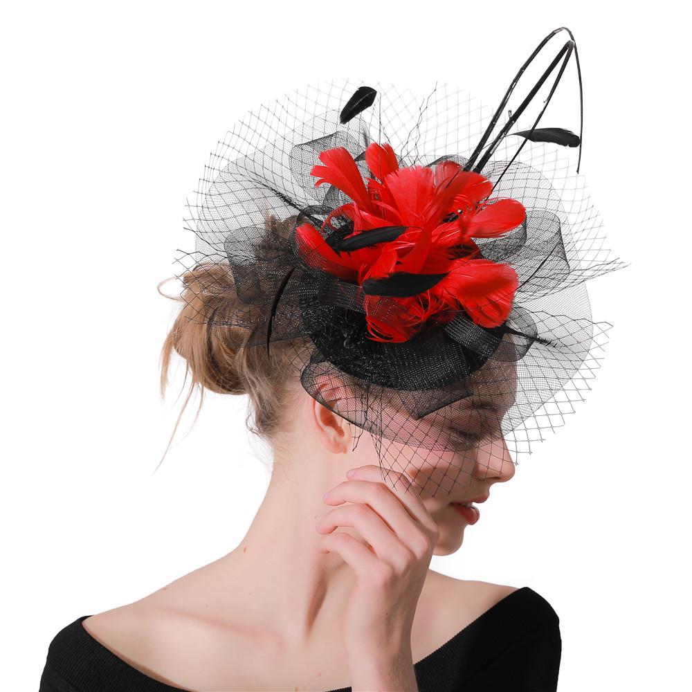 Popular European And American Feather Headgear Bridal Hair Accessories Banquet Photo Top Hat Pp Imitation Hemp Headgear