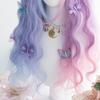 Professional  Long Colorful Synthetic Cosplay Lolita Harajuku Wig With Bangs Natural Wavy Wigs White Green Daily Wigs