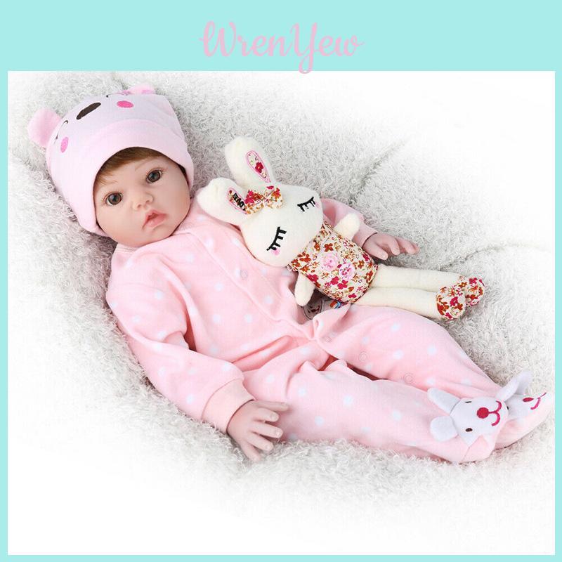 Handmade 20 Inch Soft Vinyl Silicone Reborn Baby Doll With Fair Skin Tone