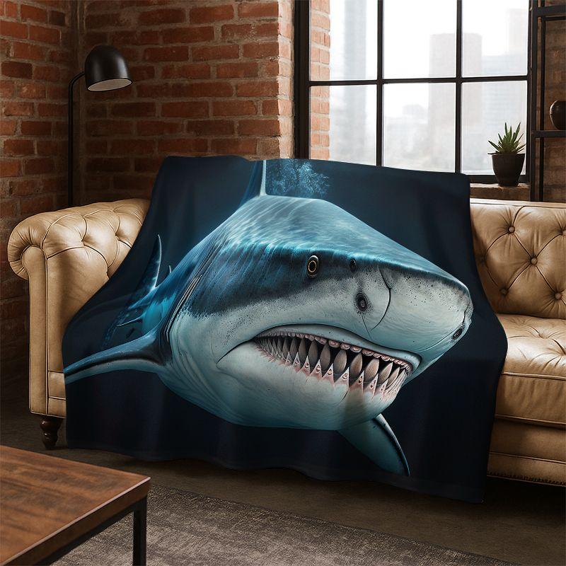 Underwater Sea World Marine Life Cartoon Flannel Blanket Soft Throw Blanket for Bedroom Living Room Bed Travel Camping Picnic
