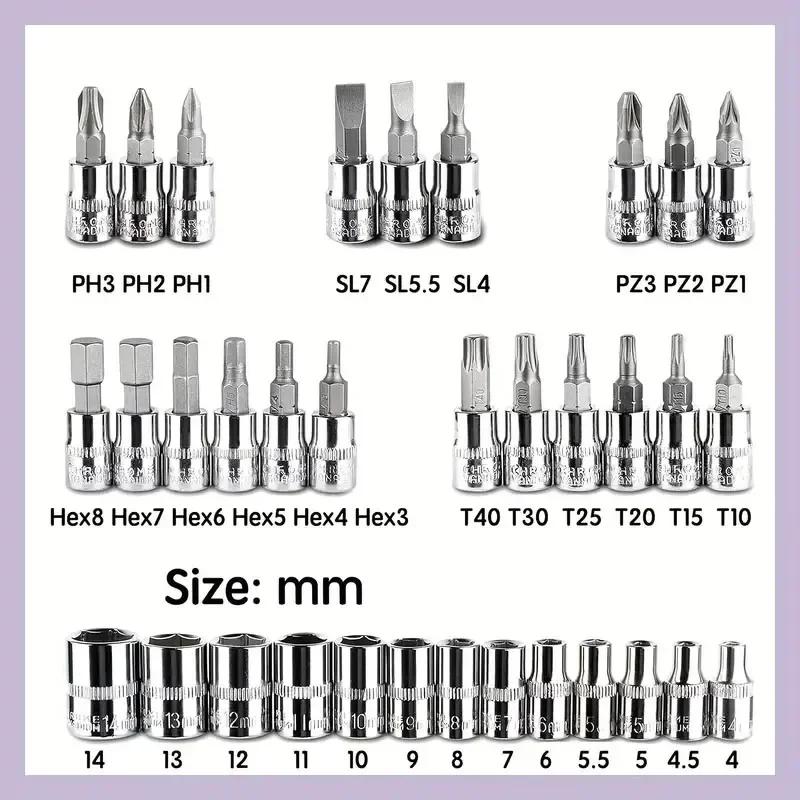 46pcs Set Socket Wrench Automotive Maintenance Tools Ratchet Wrench Combination Motorcycle Repair Kit