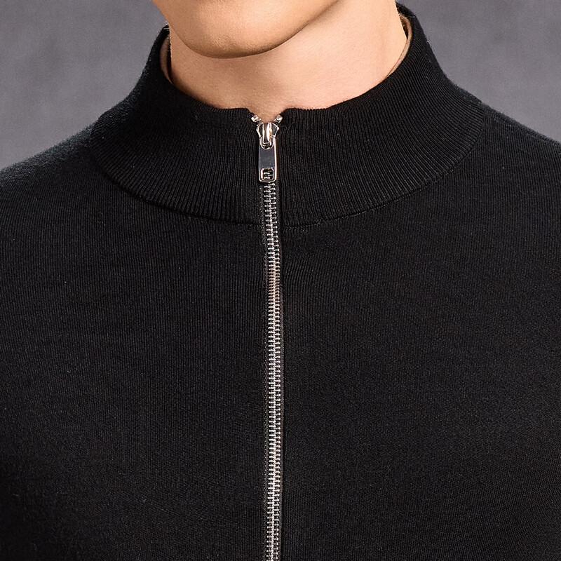 Men's Machine Washable 100% Fine Wool Stand Collar Knitted Jacket