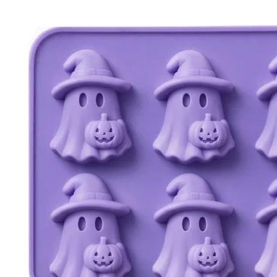 Food Grade Silicone Ice Tray Halloween Cube Tray Witch Ghost Pumpkin Bat Mold