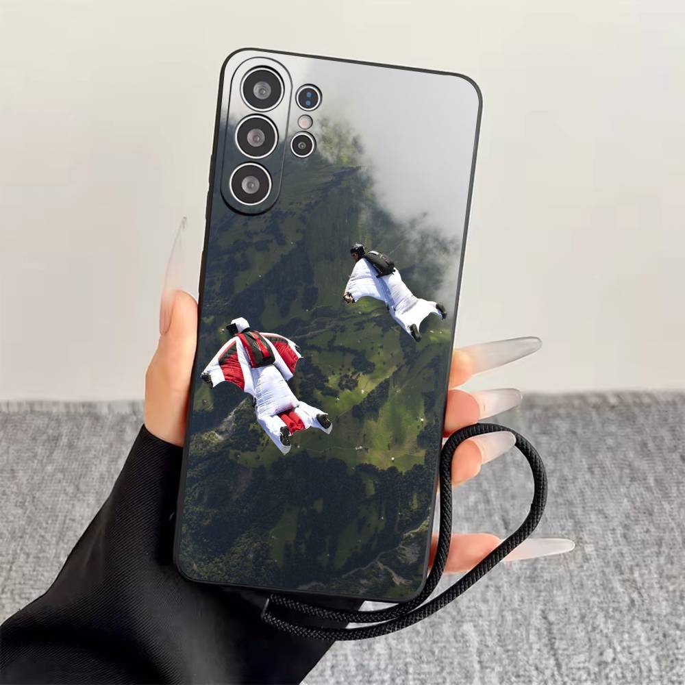

Wingsuit Flying Phone Case Black Silicone Soft For Samsung S25,S24,S21,S22,S23,S30,Ultra,S20,Plus,Fe,Lite Samsung S24