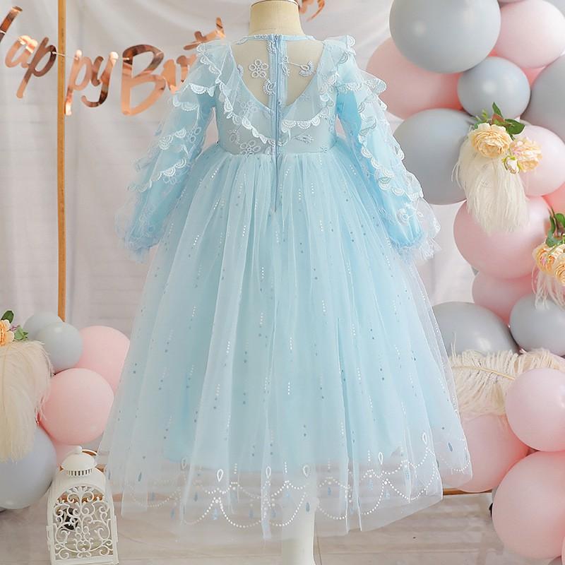 Girls Princess Dress Long Sleeve Cartoon Tutu Skirt 3-8 Years Old Kids