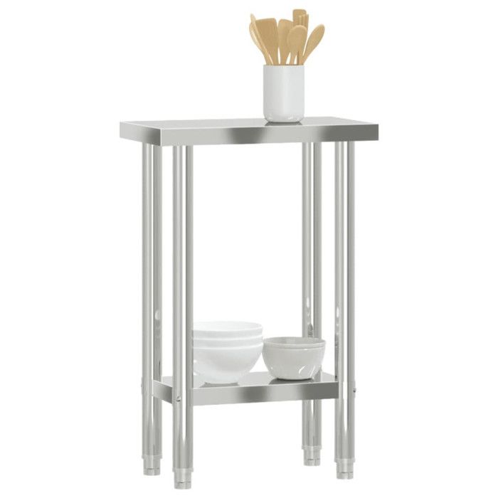 Table de travail de cuisine - VIDAXL - 55x30x85 cm - Acier inoxydable - Gris - Stable et hygiénique