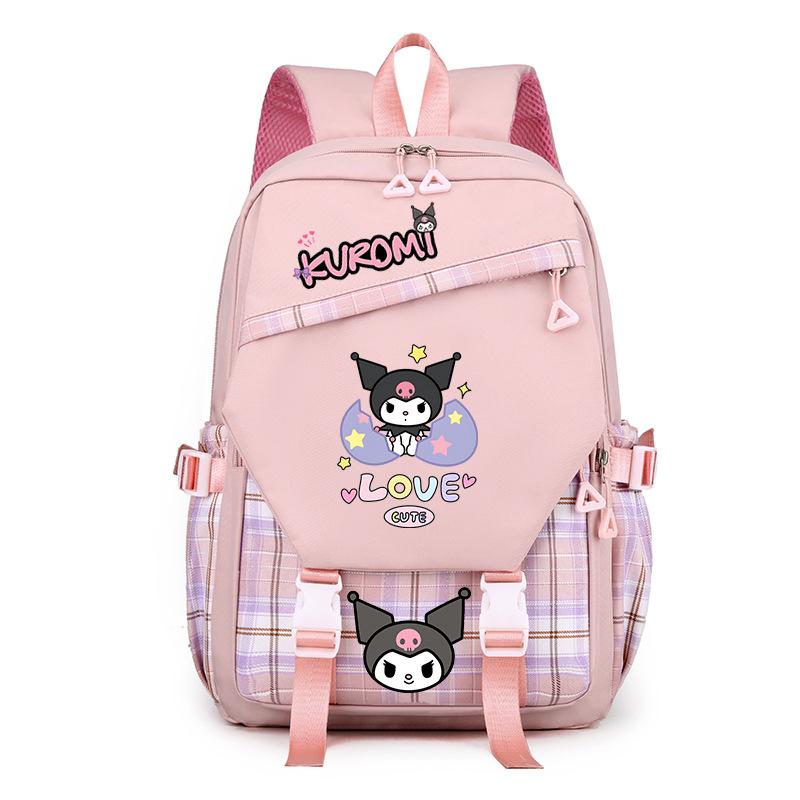 Cool Lomi Kuromi Backpack Student Schoolbag Anime Cartoon Print Junior High School High School Large Capacity Schoolbag